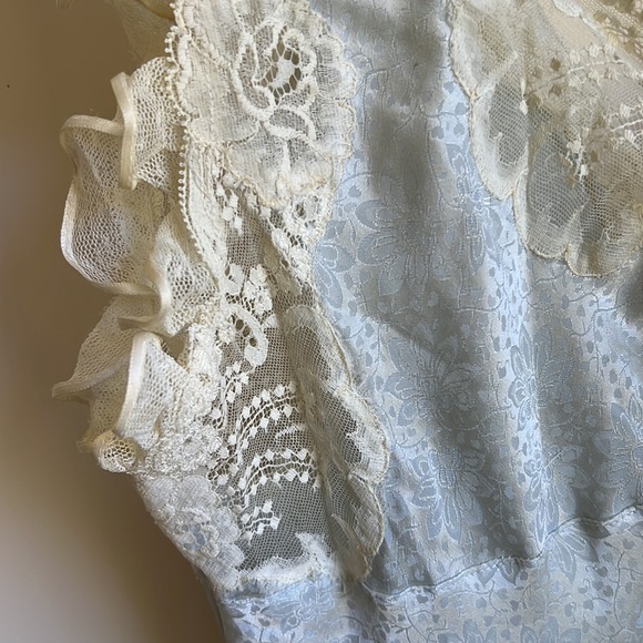 DIOR Vintage Christian Dior blue lingerie floral Nightgown Lace Negligée medium - Picture 5 of 7